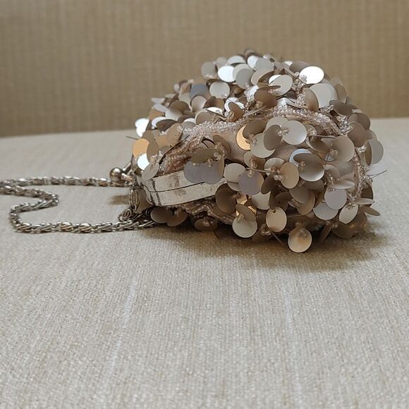 Spiegel Beige Beaded and Sequined Special Occasion Bag Vintage NWOT - Picture 6 of 11